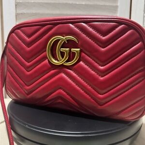 Gucci Red Chevron Quilted Crossbody Bag